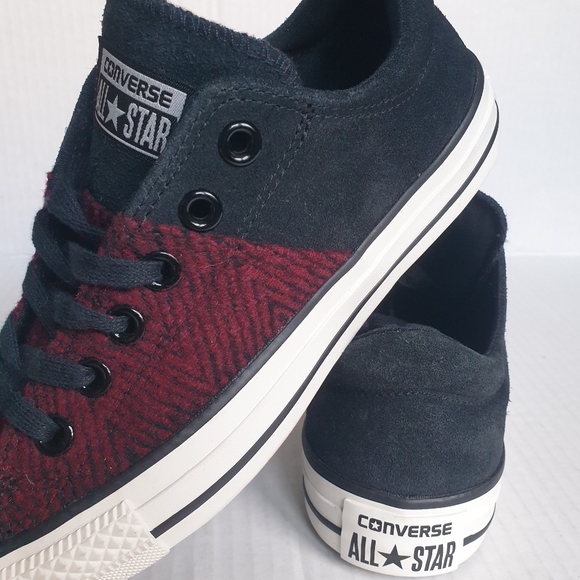 Converse Wm's Madison Low Top Sneakers w/ Black Suede & Chevron Burgundy Sz 7 - Picture 9 of 16